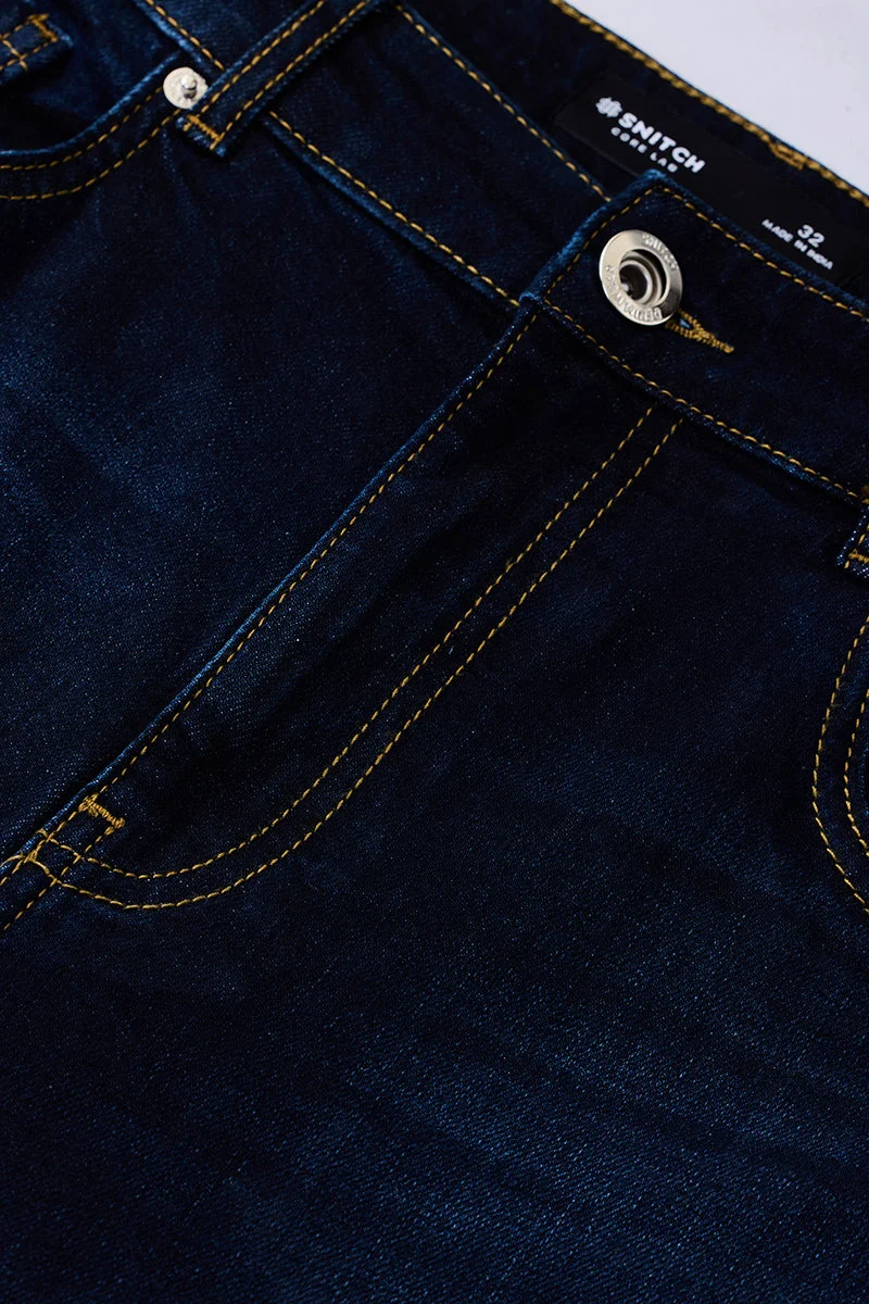 SNITCH Blue Straight Fit Stretch Core Lab Jeans for Men | Best Price UAE